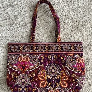 Vera Bradley Quilted Paisley Tote — Purple, Orange & Pink